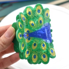 Spreading Peacock Shape Hair Claws Non Slip 3.1" Teal Green Hair Clips for Women Girls Medium Thick Hair Accessories