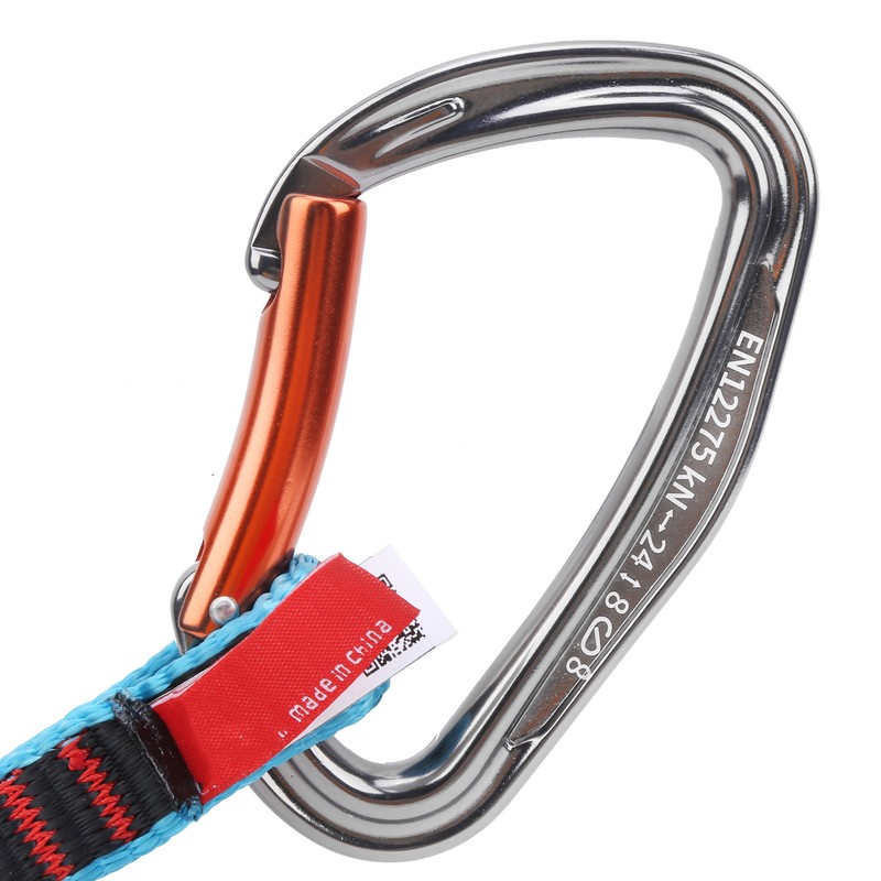 Outdoor Climbing Protection Quickdraw Nylon Flat Belt Carabiner Straight Curved