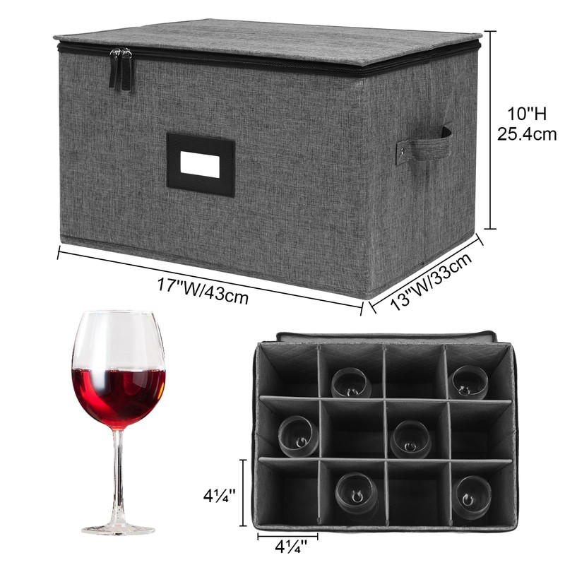 Mayniu Wine Glass Storage Box 2 Pack, Stemware Storage Containers