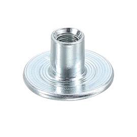 uxcell M4 T-Nuts, 50pcs Carbon Steel Tee Nut Round Base Weld Nuts 8mm Height Through Hole Flange Insert Female Thread Plate Nuts, Silver