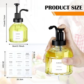 Suclain 4 Sets Coffee Syrup Dispenser for Coffee Bar 6.7 oz Syrup Pump Bottle and Funnel Brush Labels Glass Coffee Syrup Pump Dispenser for Bar Vanilla Syrup Coffee