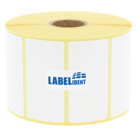 Labelident Thermo-Eco Paper on Roll - 60 x 30 mm - 1,500 BPA-Free Thermal Direct Labels on 1 Inch (25.4 mm) Roll for Desktop Printers, Removable