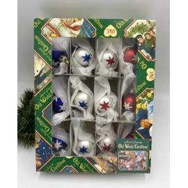 Old World Christmas Mini Ball Ornaments With Stars Set Of 12 New W Box 2001