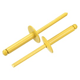sourcing map 100Pcs 3/16"x1" Large Flange Blind Rivets, Zinc-Plated Carbon Steel Grip and Mandrel Cap Blind Rivets, Yellow