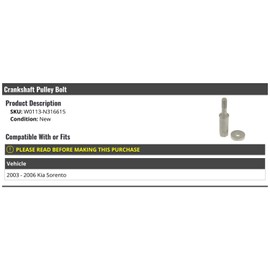 Marketplace Auto Parts Crankshaft Pulley Bolt - Compatible with 2003-2006 Kia Sorento