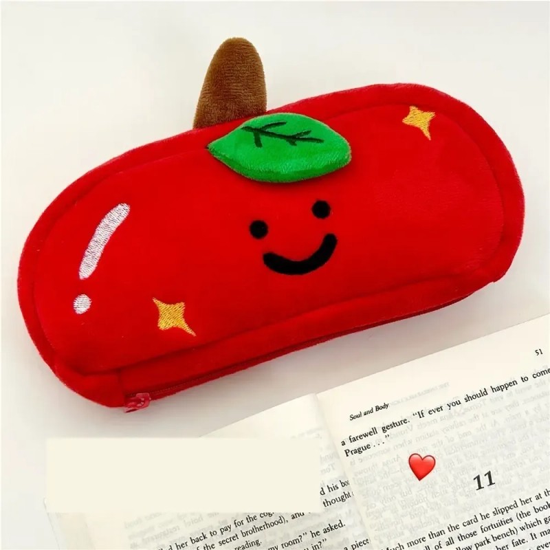Estuche For Lápices Con Forma De Manzana Roja Sonriente De