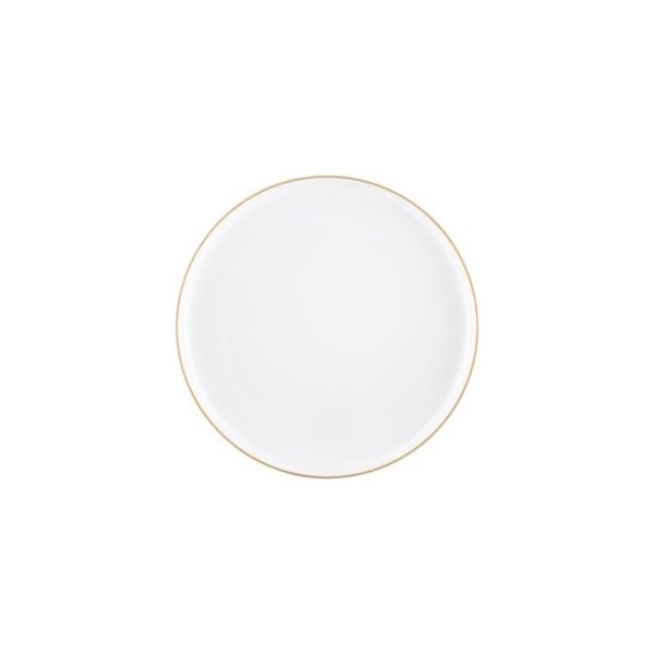 5.5 inch White Plastic Dessert Plates with Gold Rim –