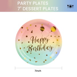 BOKFJBP Pack of 50 Colourful Paper Plates, 18 cm / 7 Inch Round Plates Paper Plates Children's Birthday Party Tableware Disposable Plates Party Plates for Birthday Weddings Anniversary Picnic Grills