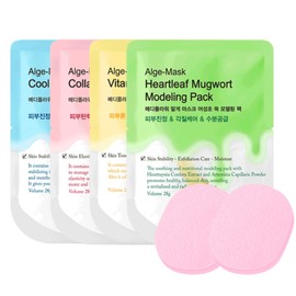 Diatomaceous Earth Disposable Modeling Pack Full Package 4 Packs 28g (Collagen + Cooling + Vitamin + Houttuynia Cordata + Mugwort + Sponge 2) / 규조토 일회용 모델링팩 풀패키지 4개입 28g (콜라겐+쿨+비타민+어성초쑥+해면2)