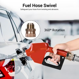 Fuel Nozzle 3/4 Inch With Fuel Hose Swivel Automatic Shut-Off Fueling Nozzle Fuel Refilling Tool for Diesel,Gasoline,Kerosen(13/16"Spout Max Flow Rate 16 Gpm)