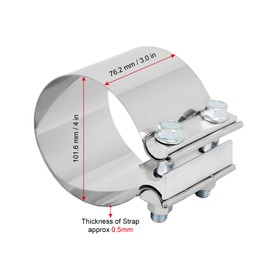 2 Packs 4 Inch Exhaust Clamp 4" In Exhaust Band Pipe Clamp Butt Joint Stainless Steel for Exhaust Pipes Mufflers Converters etc(2Pcs)