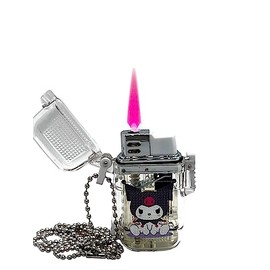 NIVEK Kulomi Transparent Cute Lighter Waterproof Lighter Refillable Kitty KT Cat Melody Japanese Kawaii with Chain (Kulomi)