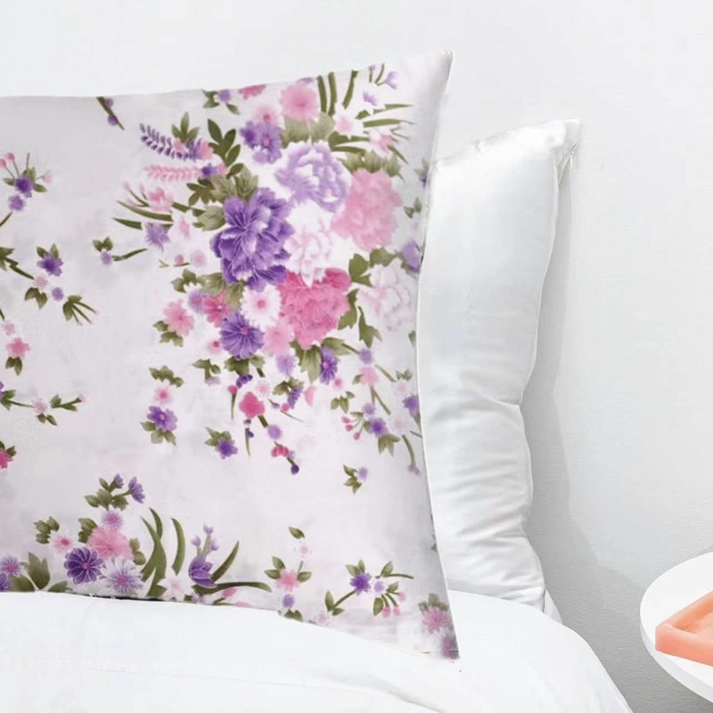Satin Pillowcases for Hair and Skin 2 Pack - Flower
