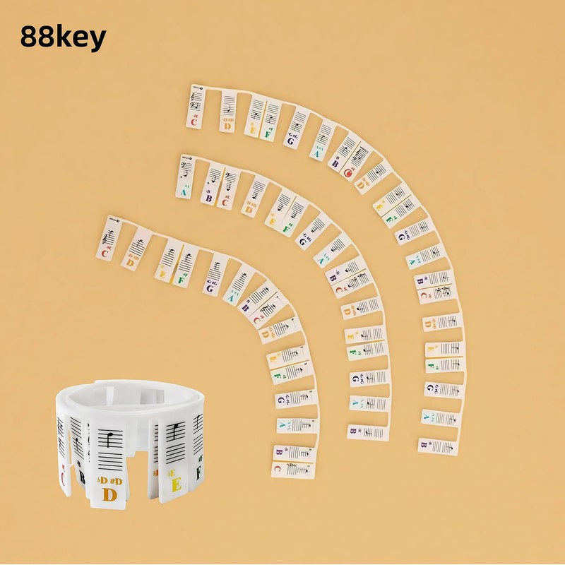 NALU 88-Key Piano Note Stickers - Removable Silicone Keyboard Labels