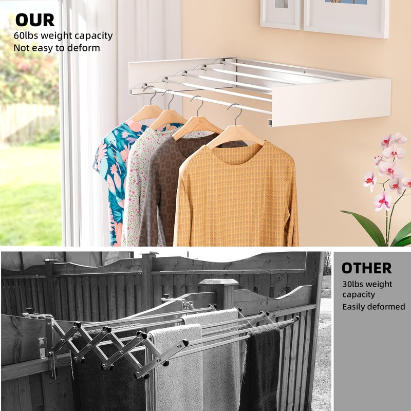 ZMBESUP Laundry Drying Rack Collapsible, Wall Mounted Drying Rack, Clothes