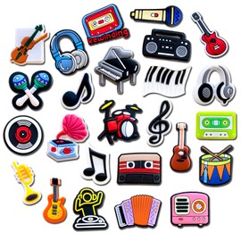 25, 40Pcs Music Shoe Decoration Charms for Clog Decoration, Musical Notation Instruments Charms Accessories for Adult Men Wome(25)