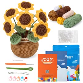 Cedarol Crochet Kit for Beginners, Multicolored Potted Tulip Crochet Kit, Crochet Starter Kit with Step-by-Step Video and Instruction Tutorials for Beginners Adults, Beginner Crochet Knitting Kit