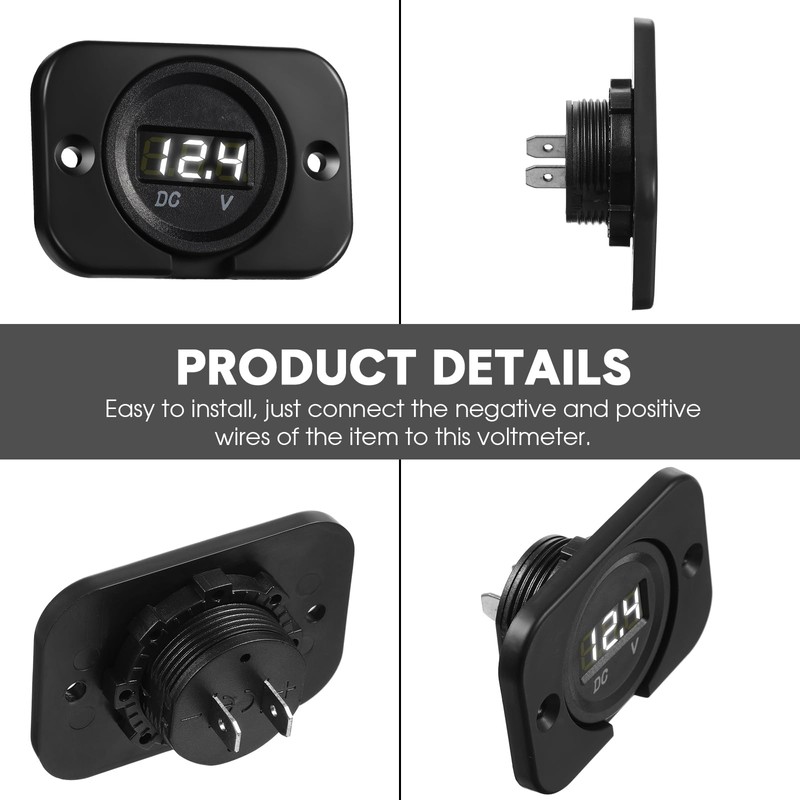 BBTO 2 Pcs DC 12V 24V Waterproof Car Voltmeter with
