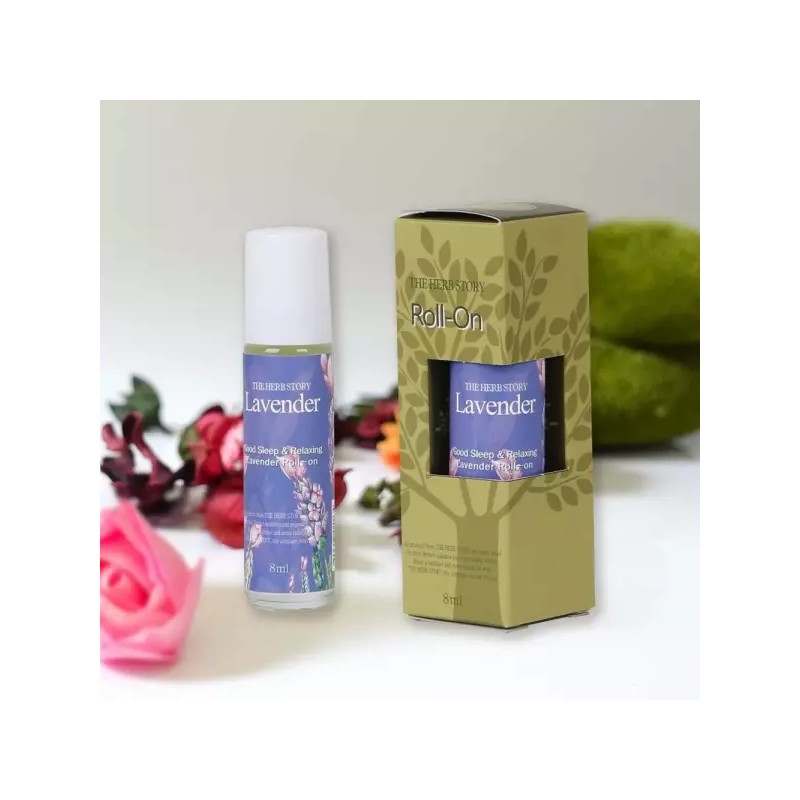 The Herb Story 더허브스토리 아로마 마사지오일 롤온 라벤더 8ml/마사지오일/피부보습/테라피/향기좋은/안정감/업소용 The