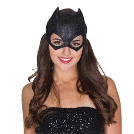 MIMIKRY Catwoman Mask Black Glitter Bat Cat Mask Costume Accessory