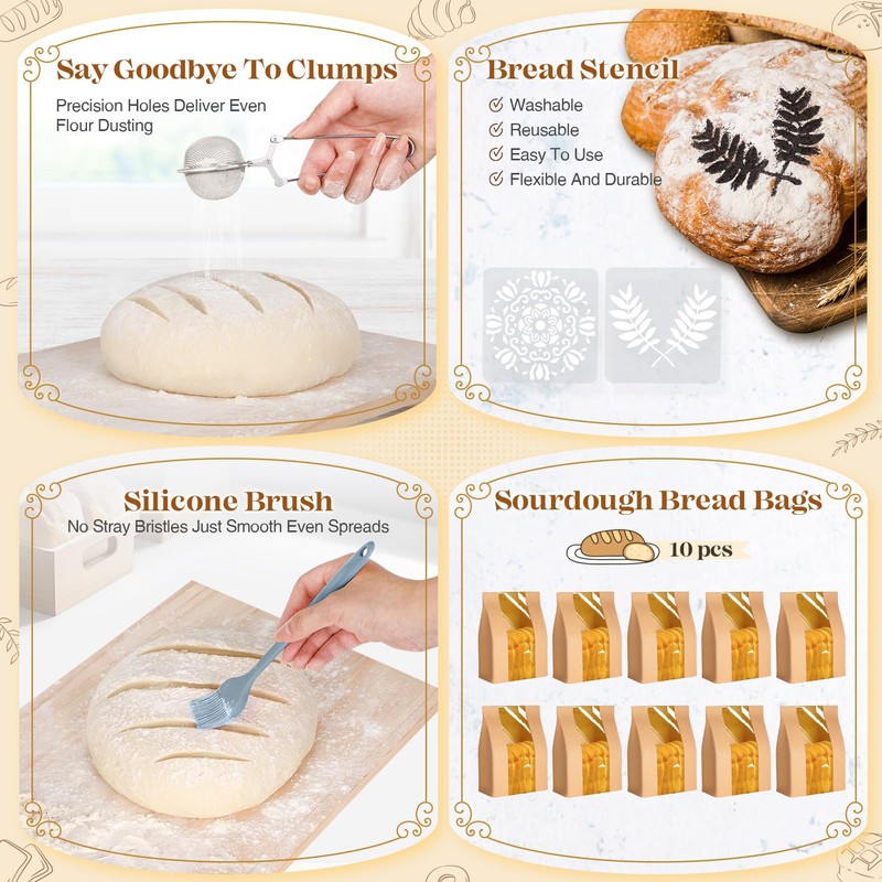 Sourdough Starter Kit, Sourdough Bread Baking Supplies, Bread Proofing Basket,