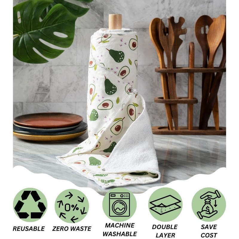 Reusable Kitchen Roll with Snap Fasteners 10 Pack - Eco