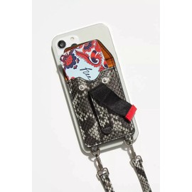 phone flipper cell phone credit card holder wallet with straps /snake pattern gray