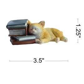 Gemmia Miniature Book Lover Figurine- Cat with Book Statue