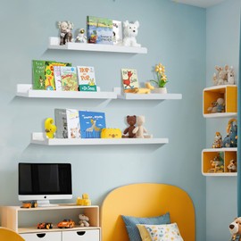 storenization Floating Shelves for Wall, White Floating Shelves for Wall 2-Pack, 16.5 inch Long Picture Ledge Shelf with Enhanced Lip Design for Bedroom Living Room Bathroom Kitchen