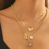 Puffy Heart Necklace Chunky Heart Charm Necklace Layered Gold Necklace