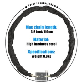 Bike Lock Heavy Duty, [Lengthen Version] [3 Keys] Diyife 1.2m Anti-Theft High Security Chain Lock, Weatherproof Bicycle Lock Padlock for Bike Bicycle, Motorcycle, Scooter, Door, Gate, Fence