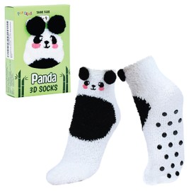 POPCRAZE Panda 3D Socks, Shoe Size 6-11, Set of 1 Pair, White and Black