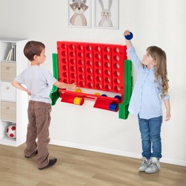 HONEY JOY Giant 4 in A Row, Wall Mounted & Tabletop Four Connect Game, Indoor Outdoor Board Game for Adults Kids, Basement Game Room Decor, Jumbo 4-to-Score Connect Game Set w/Carrying Bag & 42 Coins