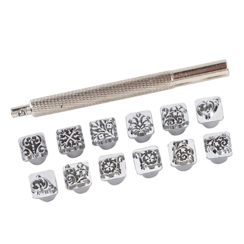 12Pcs Stamping Punch Tool Tang Dynasty Flower Design DIY Vegetable