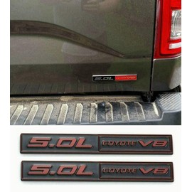 2Pc 5.0L Coyote V8 Emblems 3D Adhesive Badge V8 Engine Trim Fender Hook Trunk Decals Stickers Compatible for car (Red Black)