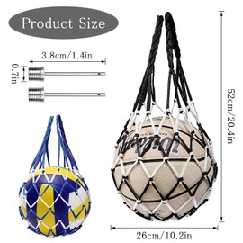 HENGBIRD 2 Pieces Ball Net Bag Portable Ball Net Sports Ball Net with 2 Ball Needles Ball Carry Net Ball Carry Net, Single Ball Carrier for Football, Basketball, Volleyball, Rugby Ball