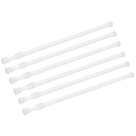 Ginbel Direct 6 Pack Tension Curtain Rod 15.7-28 Inch, Small Short Adjustable Extendable Spring Loaded Rods for Windows Cabinet Blinds Closet Bedroom Kitchen Bathroom Door No Drilling, White