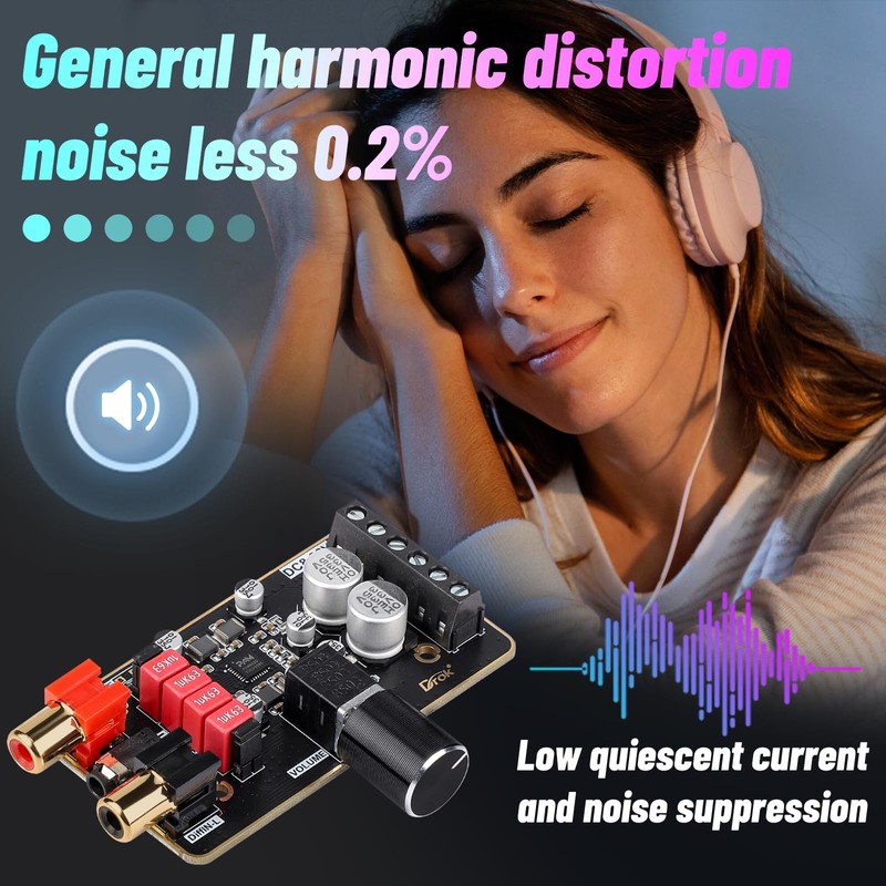 DROK 15W+15W 2.0 2pcs 12V Amplifier Board, Dual Channel Audio