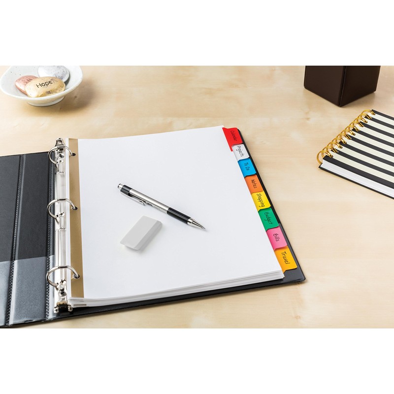Avery 8-Tab Binder Dividers, Write & Erase Multicolor Big Tabs,