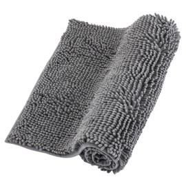 Chenille Bathroom Rugs Non Slip Bath Mat Quick Dry Washable Rug Super Absorbent Shower Mat Bathroom Accessories (Dark Grey, 24" x 40")