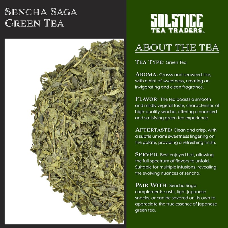 Solstice Loose Leaf Sencha Green Tea, 1 LB, Bulk 16-Ounces