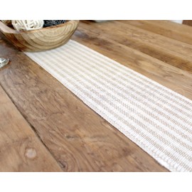 CleverDelights 6 Inch Burlap Roll - Natural/Ivory Stripe - 10 Yards - Jute Burlap Fabric - Finished Edges