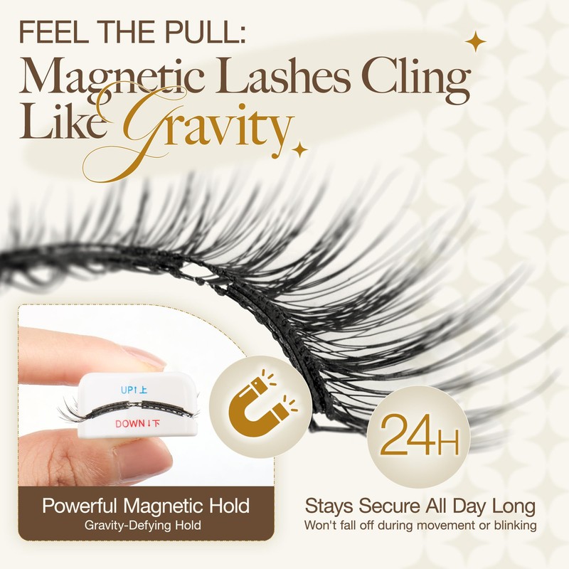 LASHVIEW Magnetic Eyelashes Natural Look, Reusable Manga Magnetic Lashes Kit