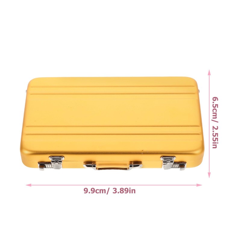 Tofficu Golden Mini Briefcase Metal Business Card Holder - Portable