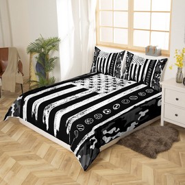 Feelyou Black Camo Duvet Cover Full Size Camouflage Comforter Cover Military Style Bedding Set Baseball Football Bedspread Cover for Kids Boys Girls Adults with 2 Pillow Case