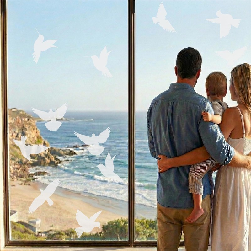16Pcs Anti Collision Window Decals for Bird Strikes, UV Reflective