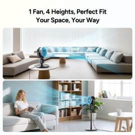 DR.PREPARE Pedestal Fan for Bedroom, Air Circulator Standing Fan, 16-34" Adjustable Height for Tabletop & Standing Fan, 70°Auto-Oscillation, 100°Tilt, 3 Speeds for Indoor Outdoor Use - Office Home