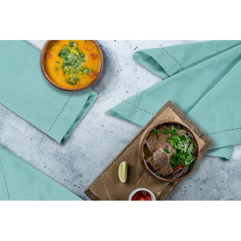 BEDDING CRAFT Set of 12 Cotton Cloth Napkin 18x18 Aqua