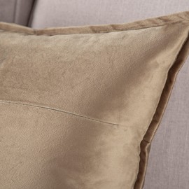 Madizz Pack of 2 Super Soft Velvet Decorative Cushion Covers with Fringe Luxury Style Cushion Case Pillow Shell for Sofa Bedroom Square Light Brown 22x22 inch, 55x55 cm