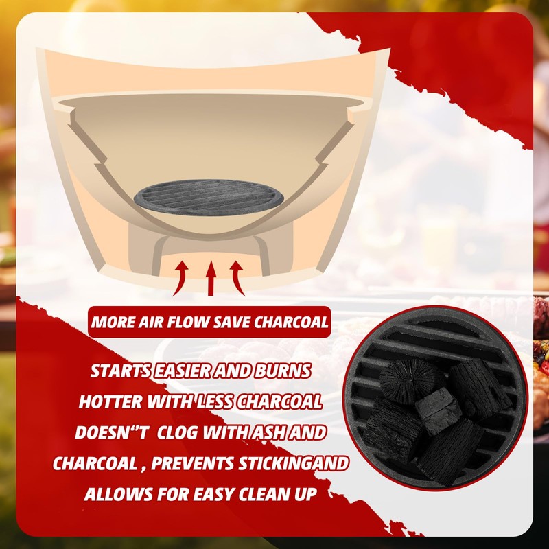 Gisafai 10.5 Inch Round Cast Iron Fire Grate BBQ High